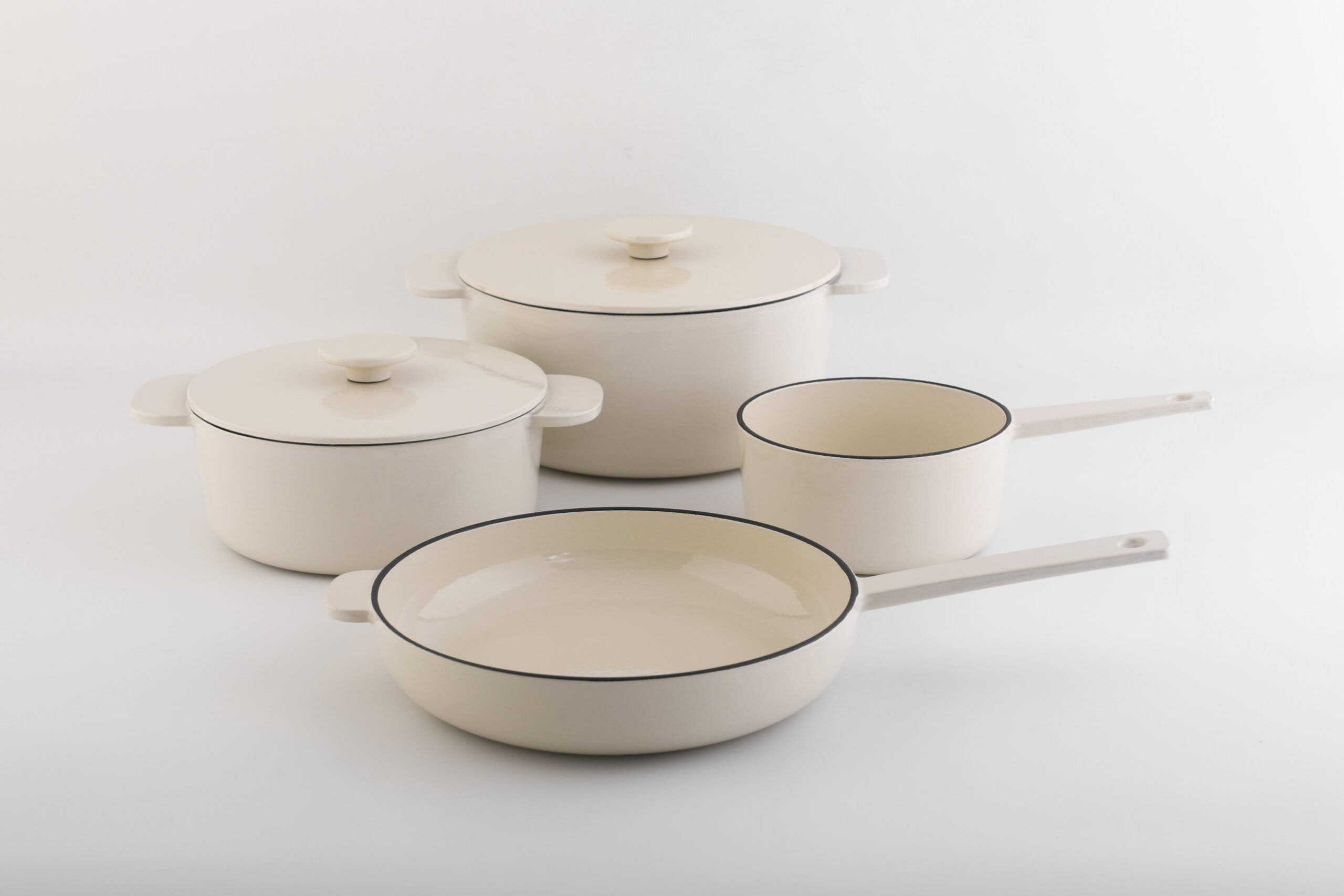 Set vase fontă Anden – 6 piese, email crem