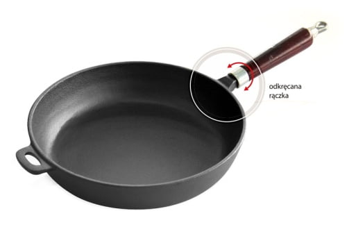 Tigaie de fonta 20 cm cu maner de lemn PJ