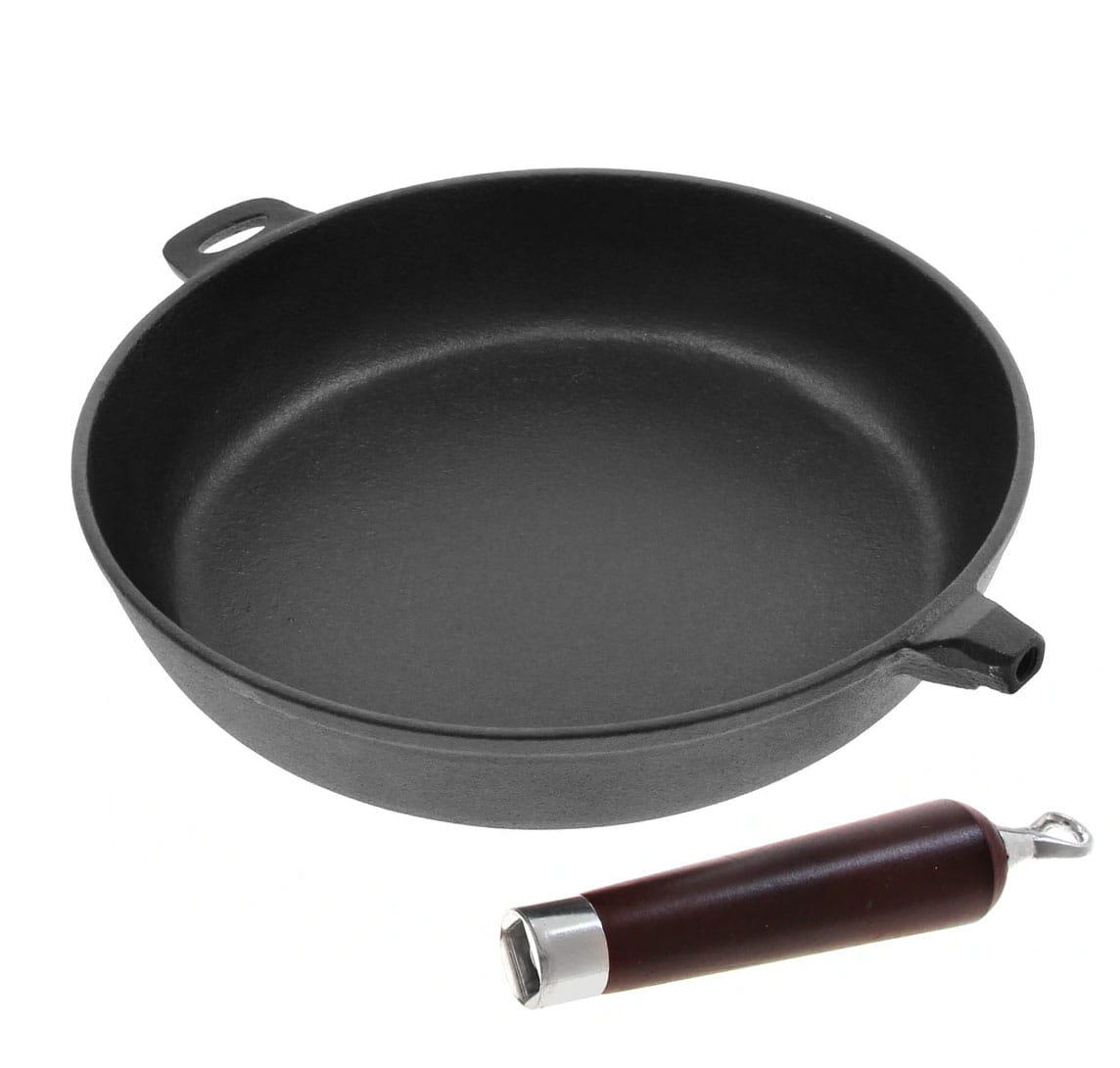 Tigaie de fonta 24 cm cu maner de lemn PJ