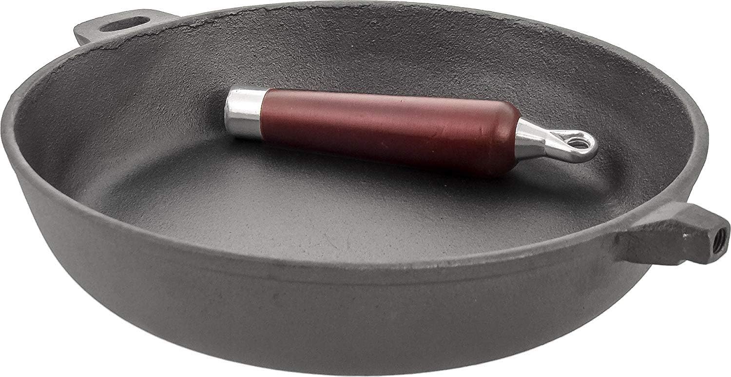 Tigaie de fonta 30 cm cu maner de lemn PJ