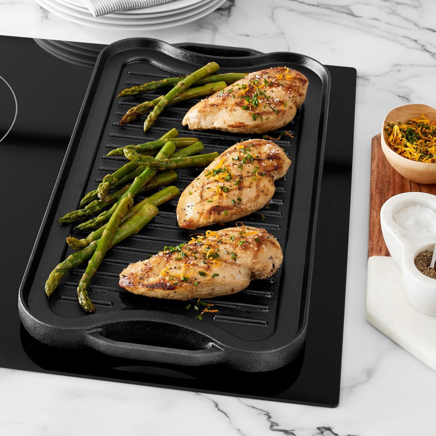 Set Duet: 2 x Plită / Tavă Grill Reversibilă din Fontă, 51x26 cm