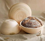 Coşuleţ din ratan  cu panza pentru prepararea pâinii rotund 25 cm