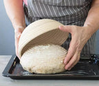 Coşuleţ din ratan  cu panza pentru prepararea pâinii rotund 25 cm