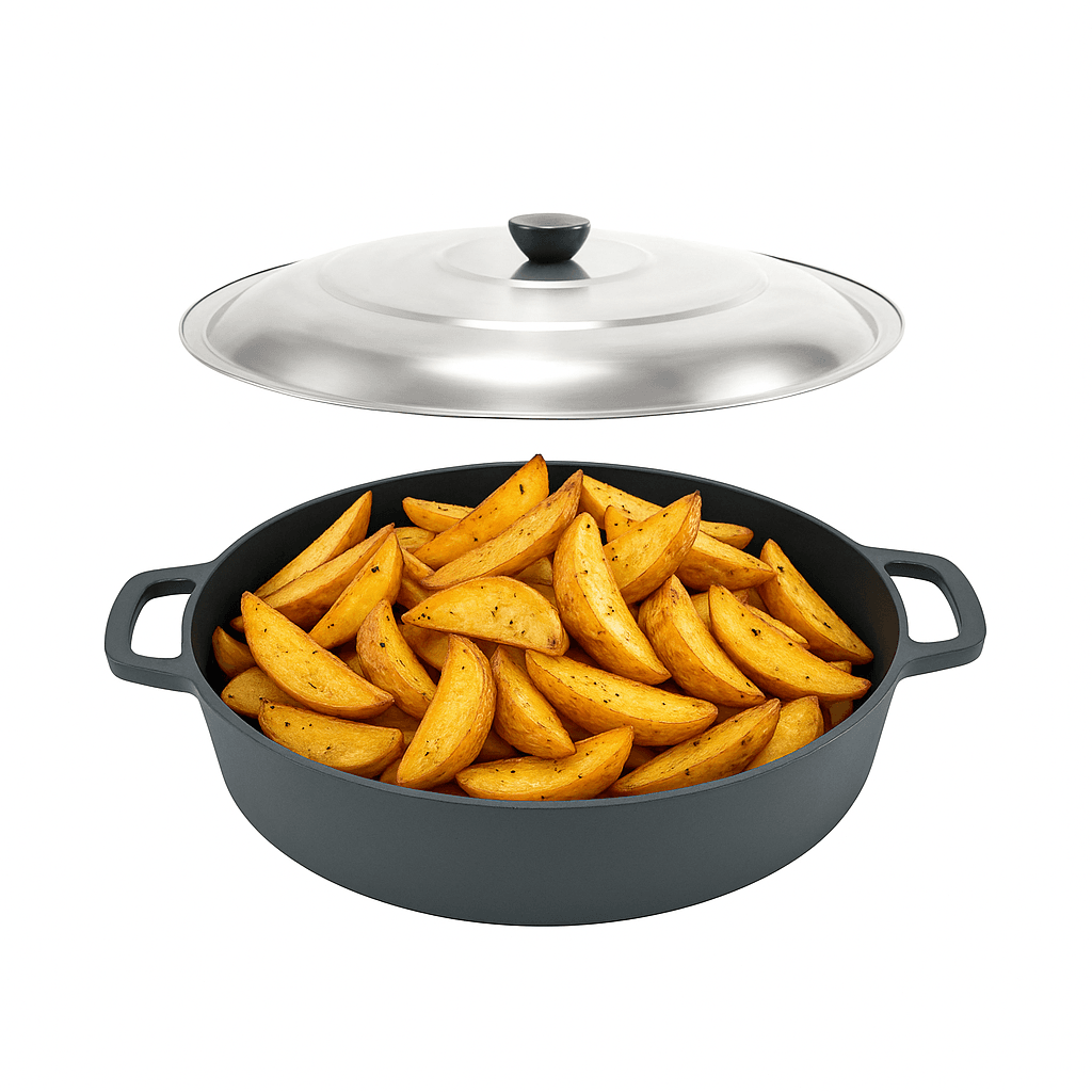 Cratita din fonta pura cu capac inox 40x9 cm - 8 l