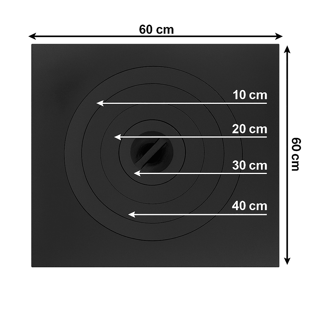 Plită fontă pătrată 60x60 cm cu 4 cercuri concentrice