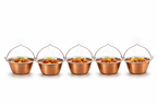 Set 5 ceaune de servit din inox si cupru 800ml