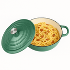 Set cratita si tigaie fonta emailata verde smarald