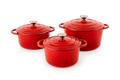 Set de 3 Oale din Fontă Emailată “Classic Red” – 2.2L, 3.6L si 5L