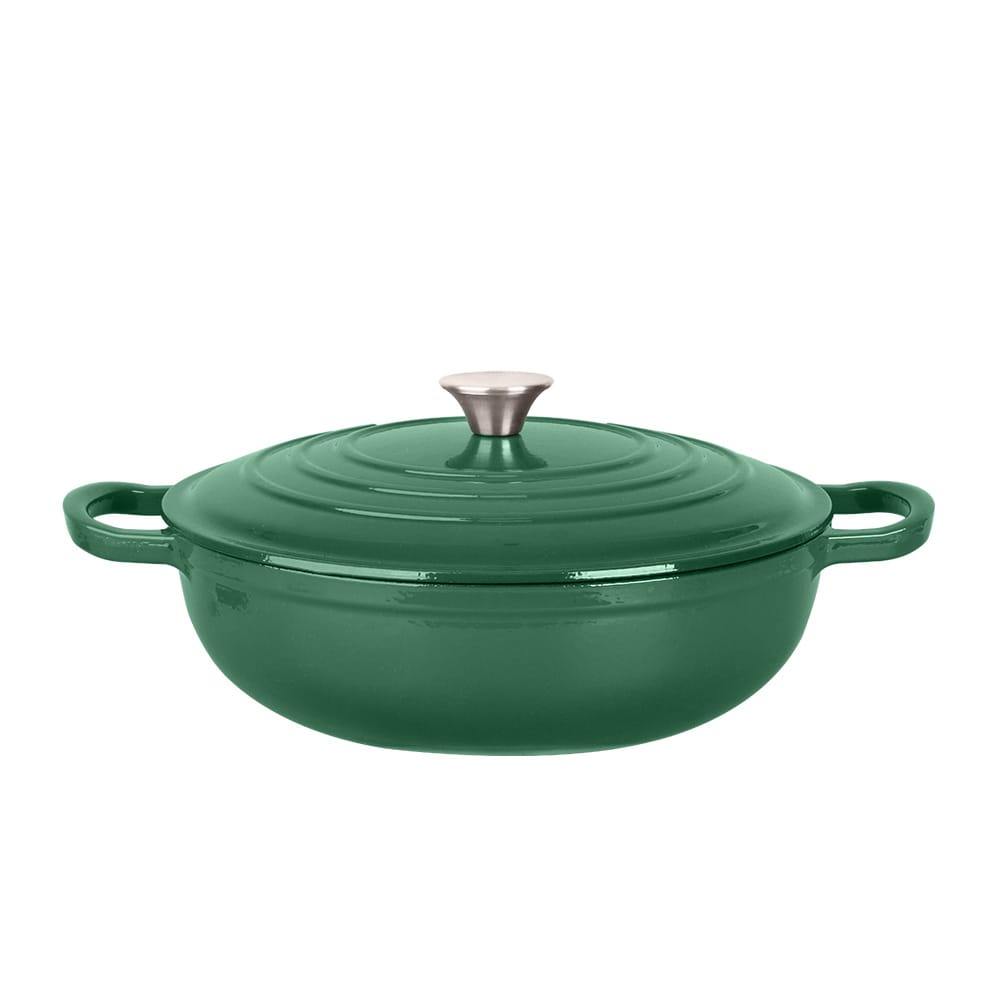 Set cratita si tigaie fonta emailata verde smarald