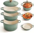 Set Complet de Vase din Fontă Emailată Premium 3+1 PISTACHIO