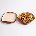 Vas de fonta emailata cu capac grill 26x26 cm rosu
