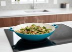 Wok fonta emailata 37 cm turcoaz