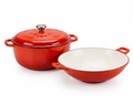 Oala fonta emailata  6.2 L + Wok 37 cm Roșu Aprins