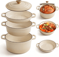 Set Complet de Vase din Fontă Emailată Premium 3+1 IVORY