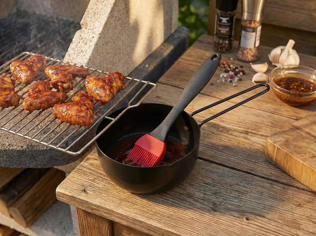 Cratita pentru Sosuri și Marinade din metal + pensula silicon