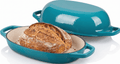 Tava fonta emailata cu capac 30x24 cm turcoaz
