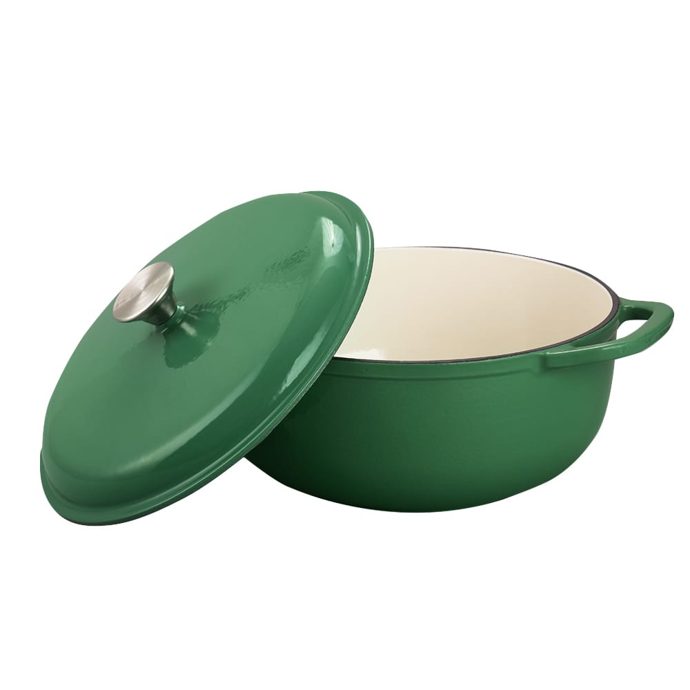 Set tigaie si oala verde smarald fonta emailata