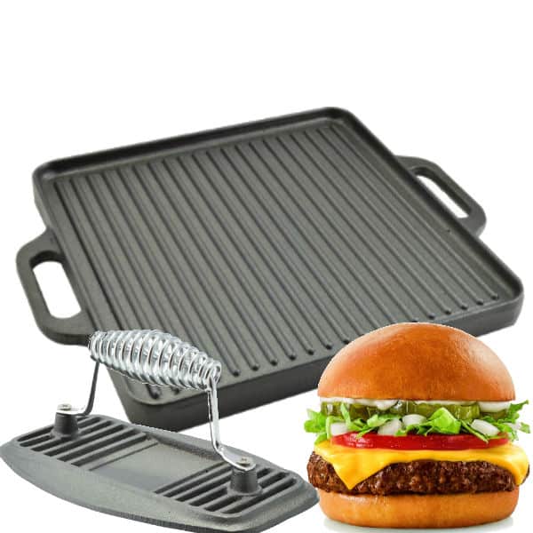 Plita grill 32x32 cm + presa fonta