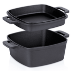 Oală cu capac din fontă forma patrata 2 în 1 - 25 cm, 4,5 l / 1,8 l.