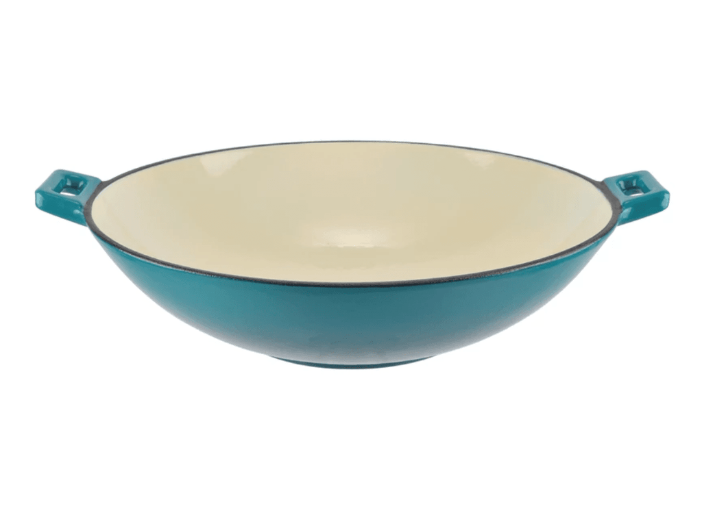 Wok fonta emailata 37 cm turcoaz