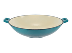 Wok fonta emailata 37 cm turcoaz