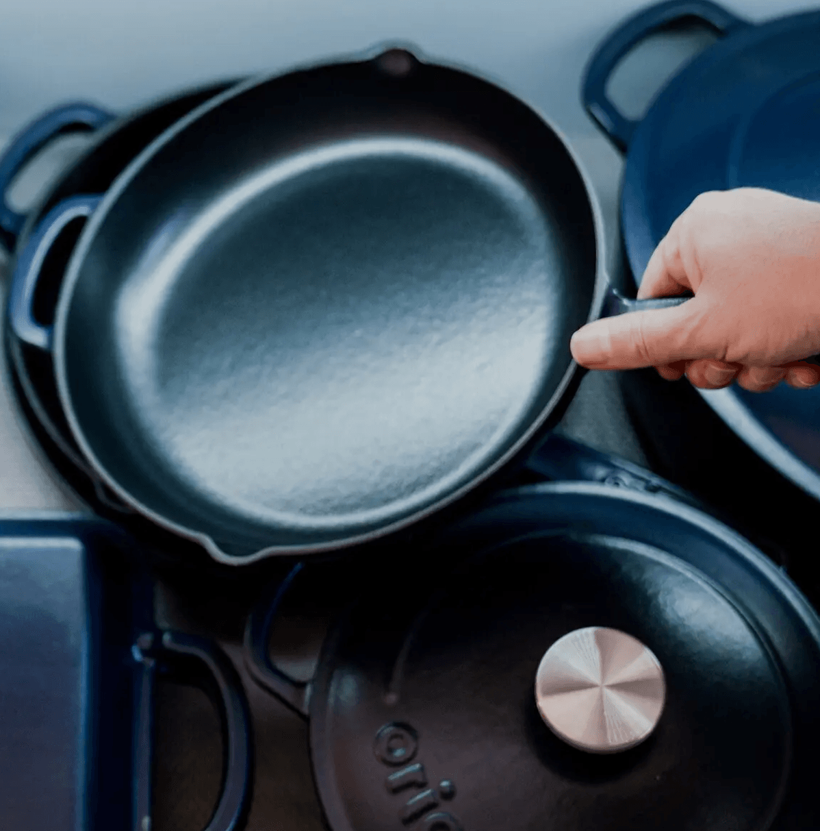 Setul de 3 Tigăi de Fontă Email negru mat Praga