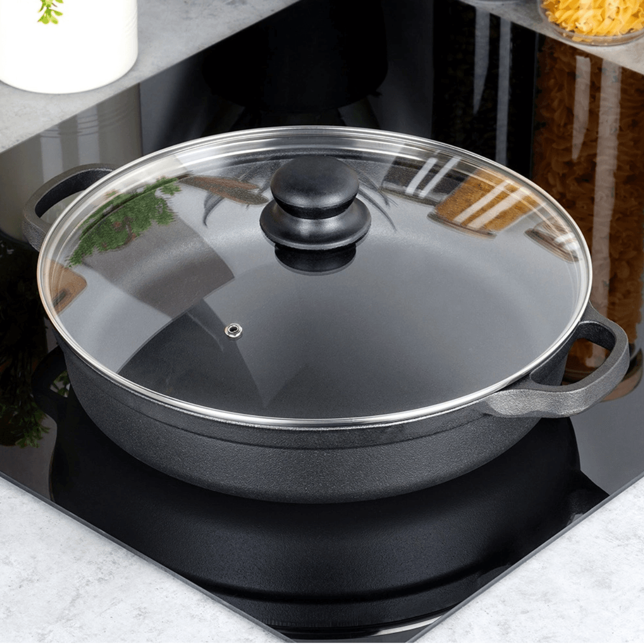 Cratita adanca cu doua manere OR 31 cm + capac
