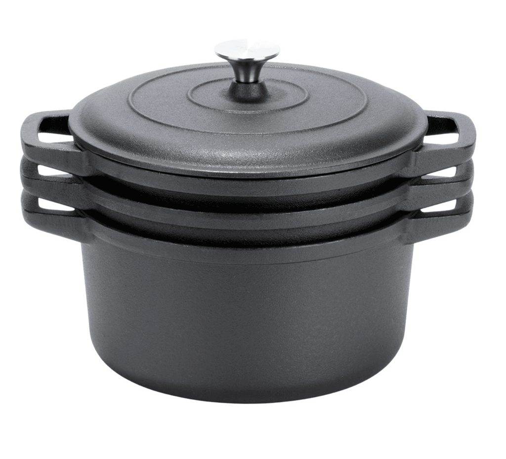 Set oale din fonta natur 3 in 1 + capac
