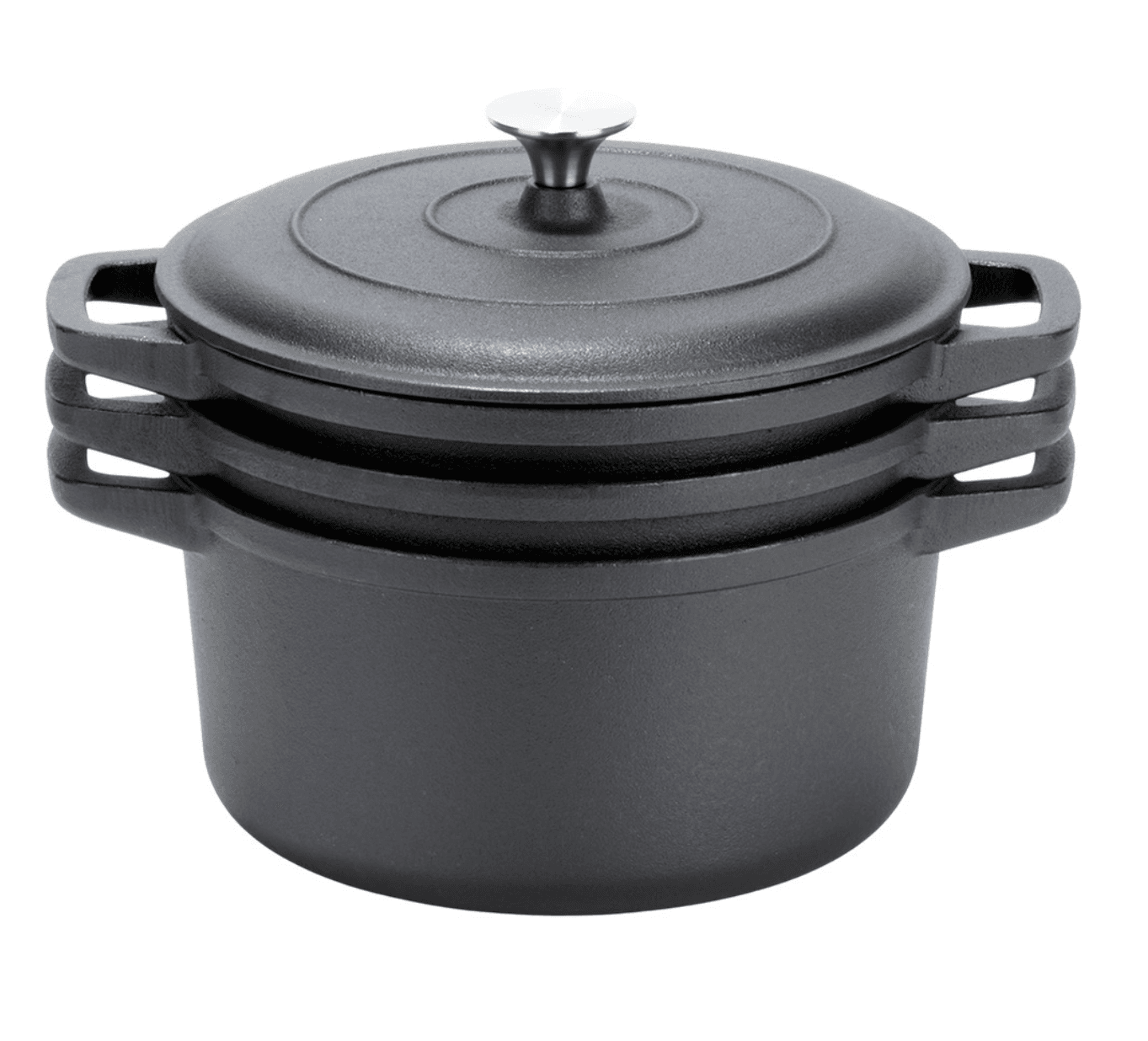 Set oale din fonta natur 3 in 1 + capac