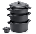 Set oale din fonta natur 3 in 1 + capac