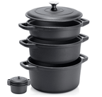 Set oale din fonta natur 3 in 1 + capac