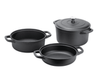 Set oale din fonta natur 3 in 1 + capac