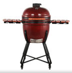 Grătar Ceramic Kamado Dave Bordo Premium Line, Diametru 60 cm (Grilaj 50 cm), cu Suport și Mese Laterale
