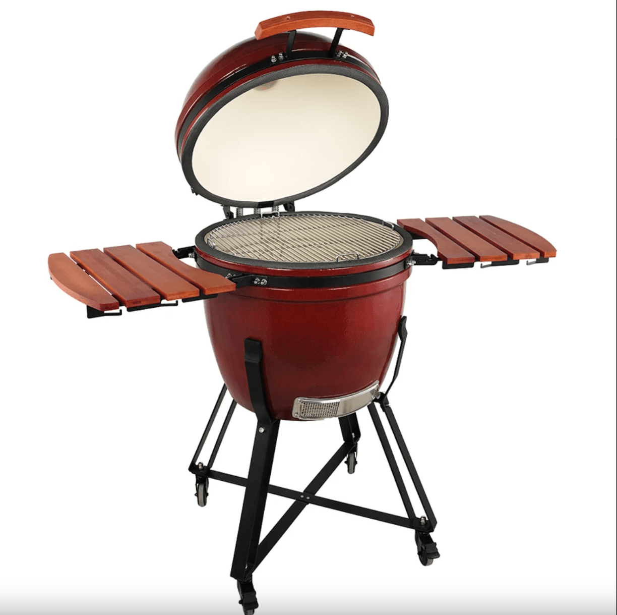Grătar Ceramic Kamado Dave Bordo Premium Line, Diametru 60 cm (Grilaj 50 cm), cu Suport și Mese Laterale