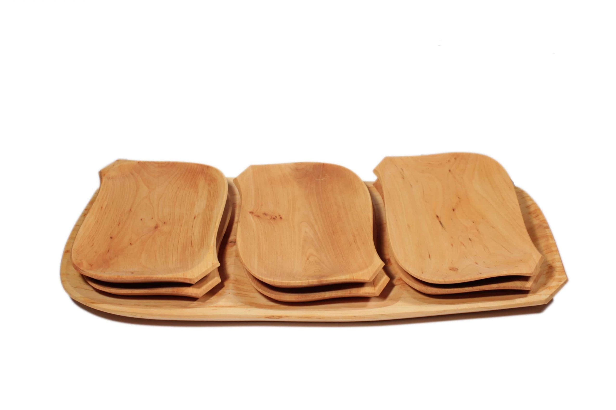 Set platou lemn 6+1