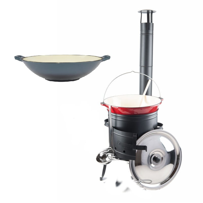 Set wok fonta emailat si ceaun 10.8 litri