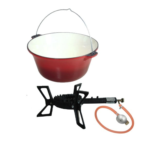 Ceaun fonta emailat 7.2 l + arzator de fonta cu furtun