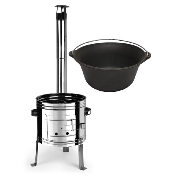 Set Sobă inox Ø 31 cm + Ceaun fontă 10.8 litri