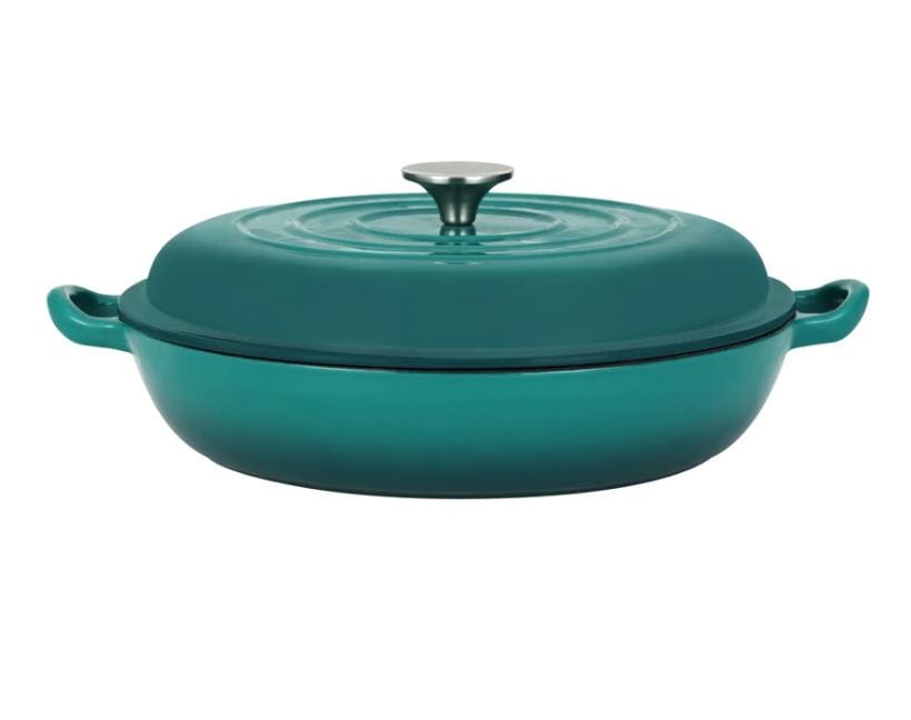 Cratita joasa 30 cm Turcoaz fonta emailata