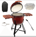 Grătar Ceramic Kamado Dave Bordo Premium Line, Diametru 60 cm (Grilaj 50 cm), cu Suport și Mese Laterale