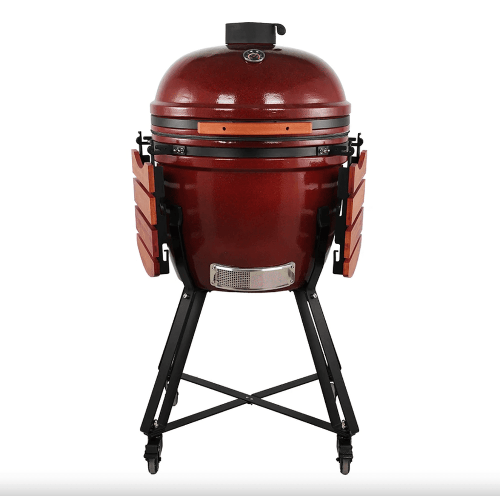Grătar Ceramic Kamado Dave Bordo Premium Line, Diametru 60 cm (Grilaj 50 cm), cu Suport și Mese Laterale