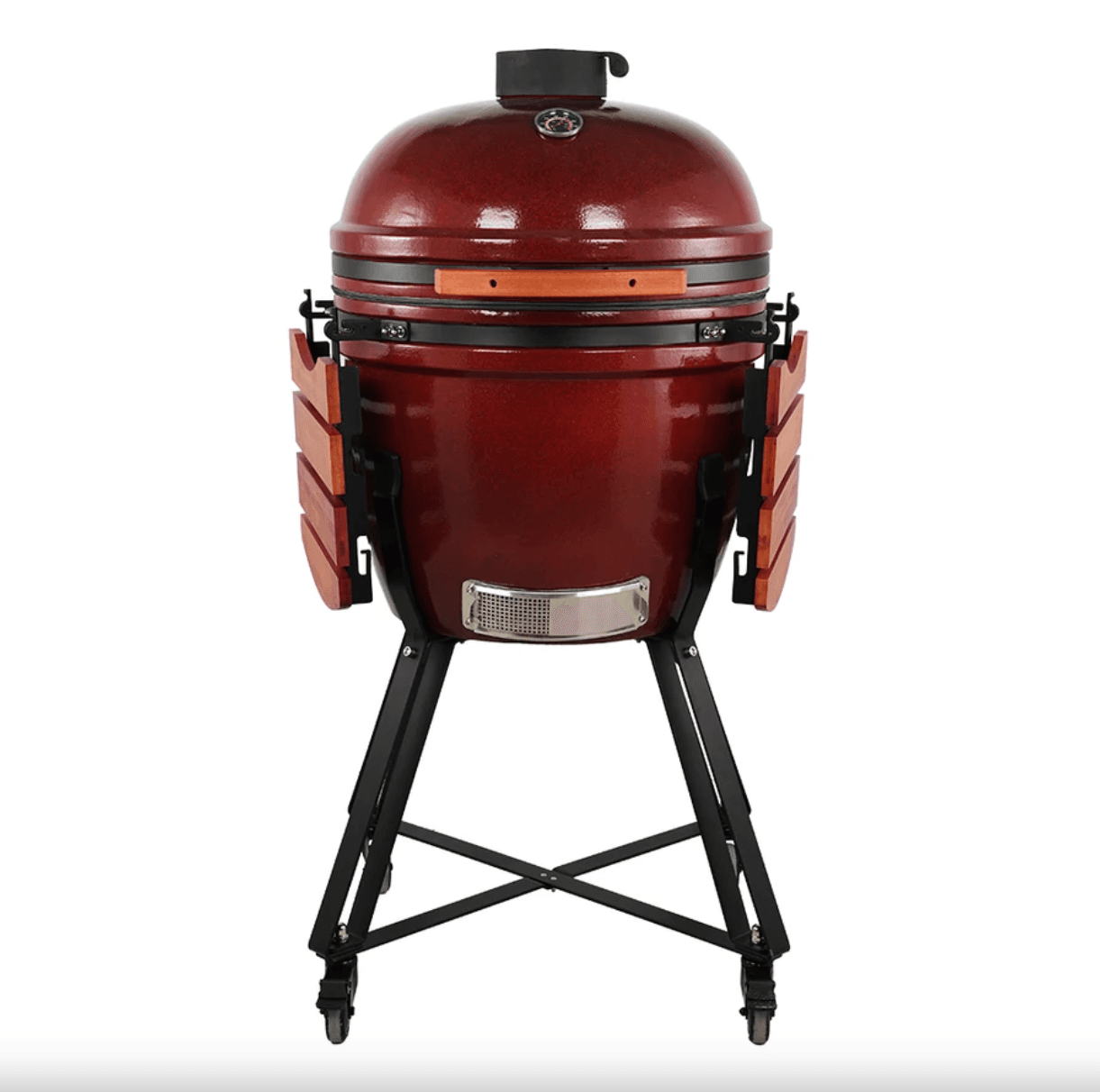Grătar Ceramic Kamado Dave Bordo Premium Line, Diametru 60 cm (Grilaj 50 cm), cu Suport și Mese Laterale