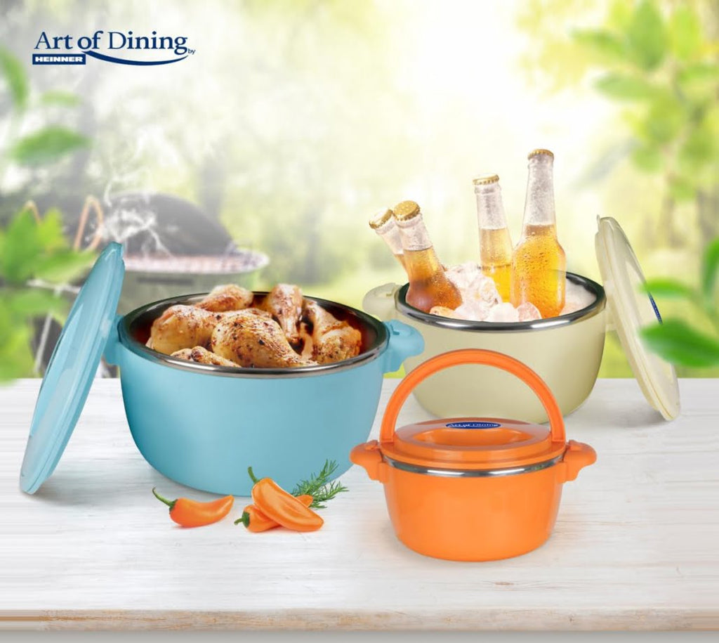 SET 3 CASEROLE TERMICE 2+4+6L,BELLY BLUE, ART OF DINING BY HEINNER