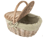 Coș de Picnic din Nuiele Naturale, cu Capac și Mânere, 42x32x35 cm