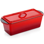 Set Panificație Forma paine din Fontă Emailată cu Capac Rosso și Coș Ratan Oval