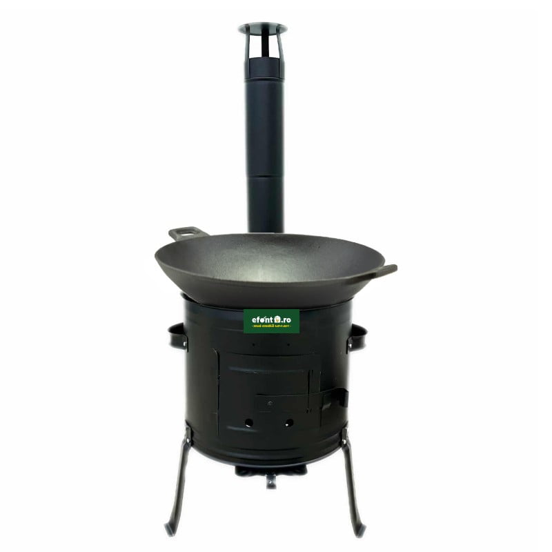 Soba cu wok de fonta natur 37 cm