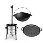 Soba de inox cu set de wok si grill