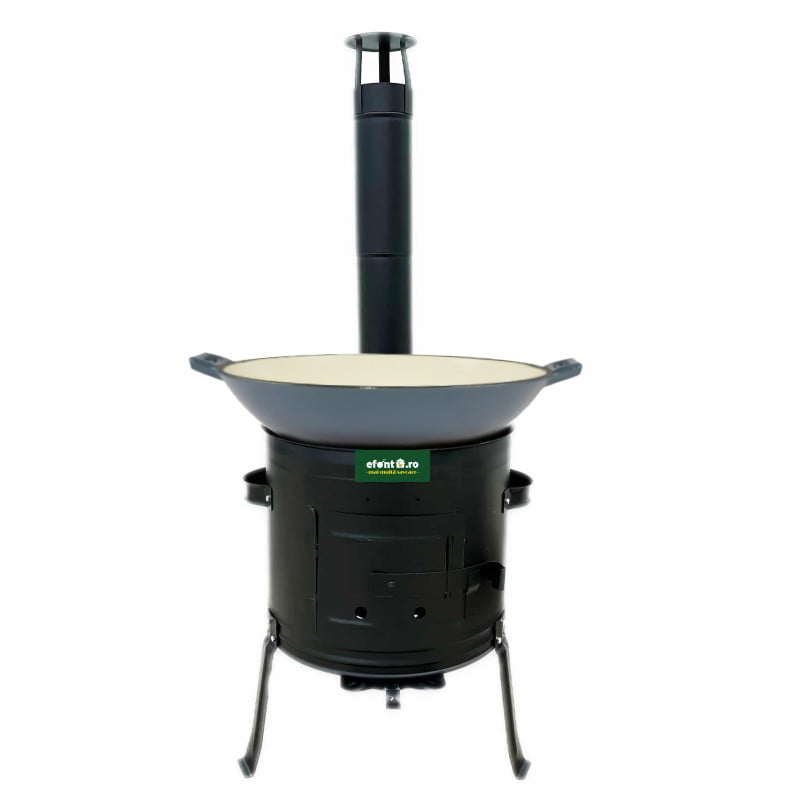 Soba cu wok de fonta emailat 37 cm