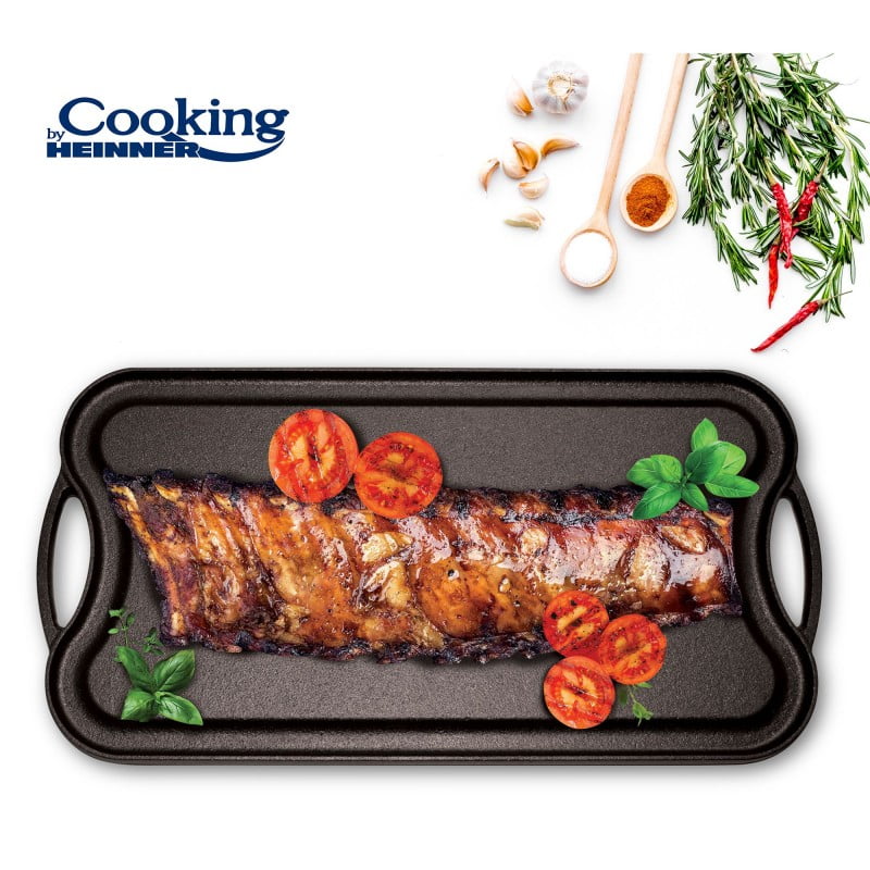 Tava grill reversibila din fonta  51 x 26 x 2.5 cm