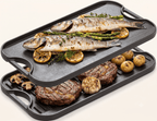 Set Duet: 2 x Plită / Tavă Grill Reversibilă din Fontă, 51x26 cm